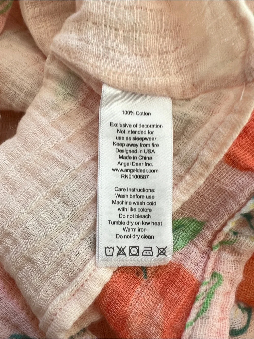 Angel Dear Girls 12-18M Pink Pretty Peaches Muslin Sundress Ruffle Cotton